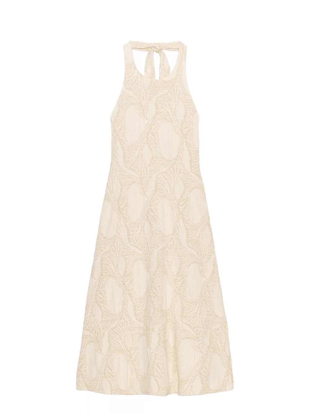 Zara Cream Lace Halter Maxi Dress with Back Tie